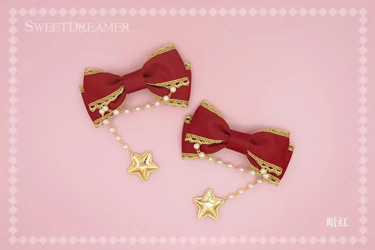 Gold Brocade Star Hair Clip Set