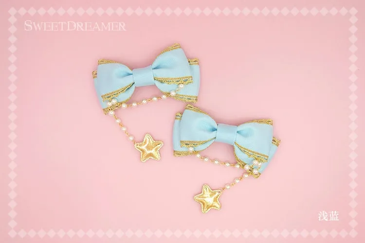 Gold Brocade Star Hair Clip Set