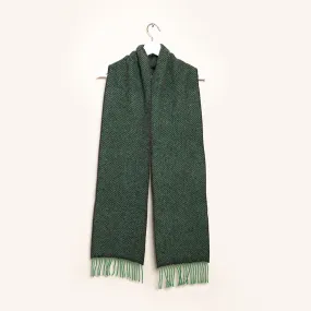 Green Herringbone Merino & Cashmere Scarf