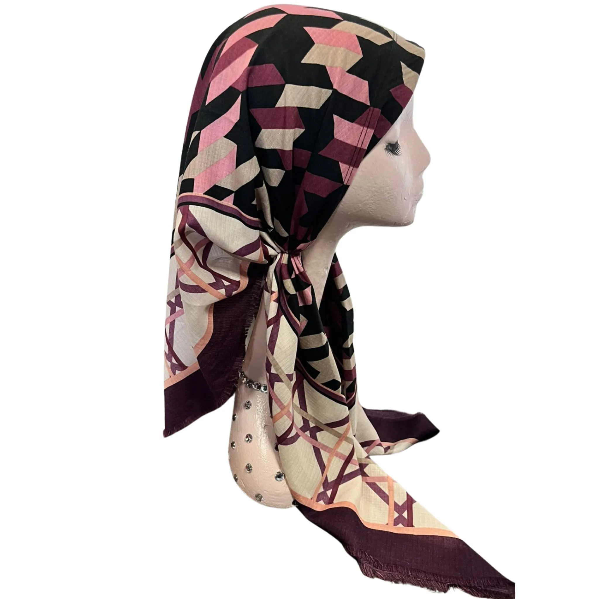 Houndstooth Criss Cross Headscarf by Itsyounique