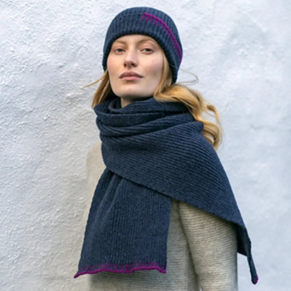 Indigo Blanket Stitch Hat