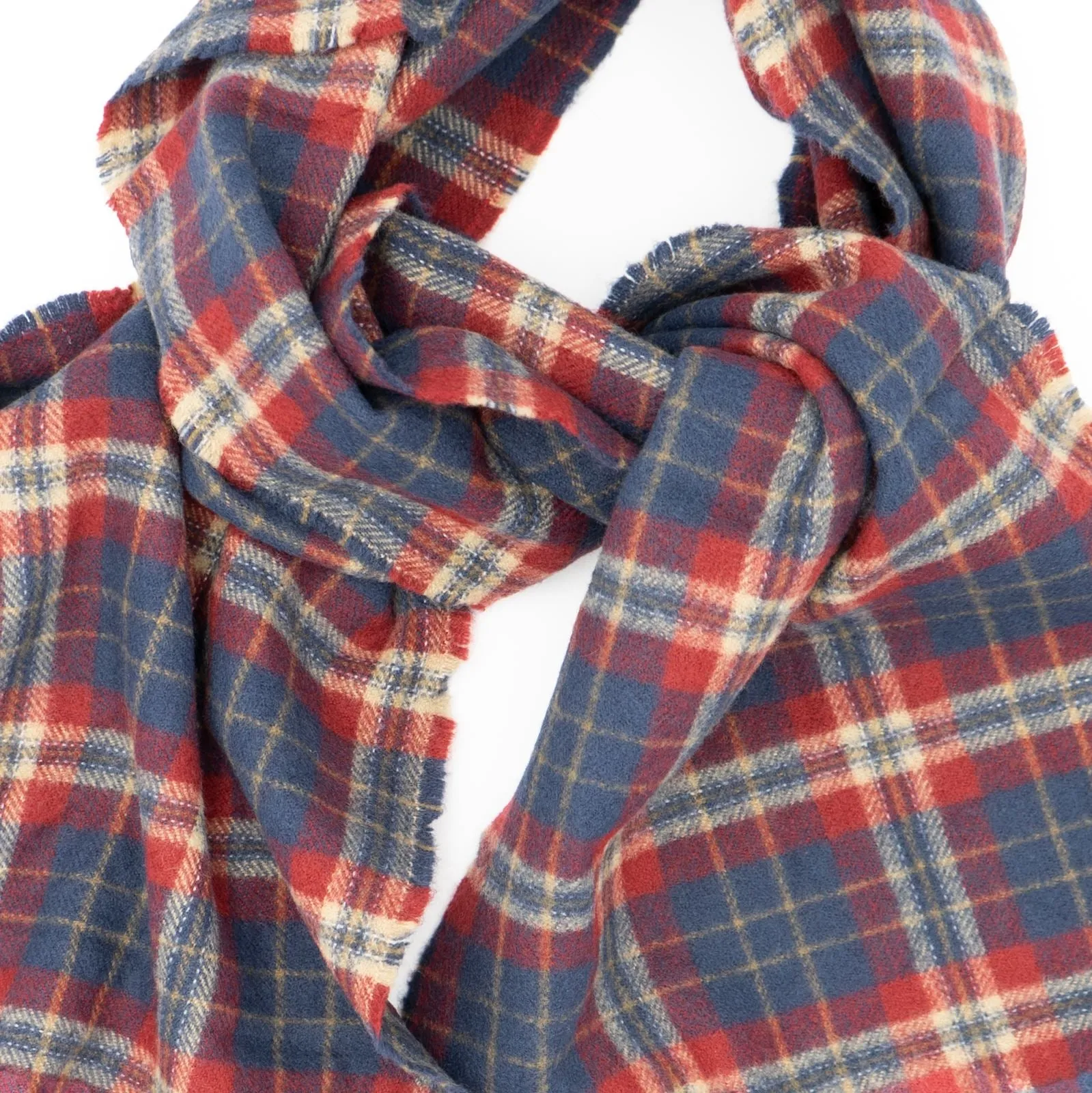 Joules Check Red Brushed Wool Mix Tytherton Scarf for Men