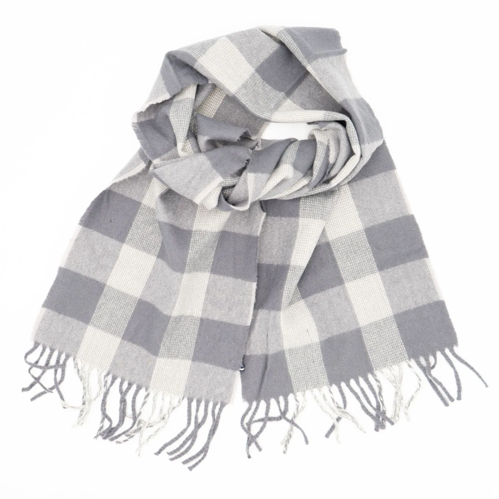 Joules Tytherton Grey Check Brushed Wool Mix Scarf for Men