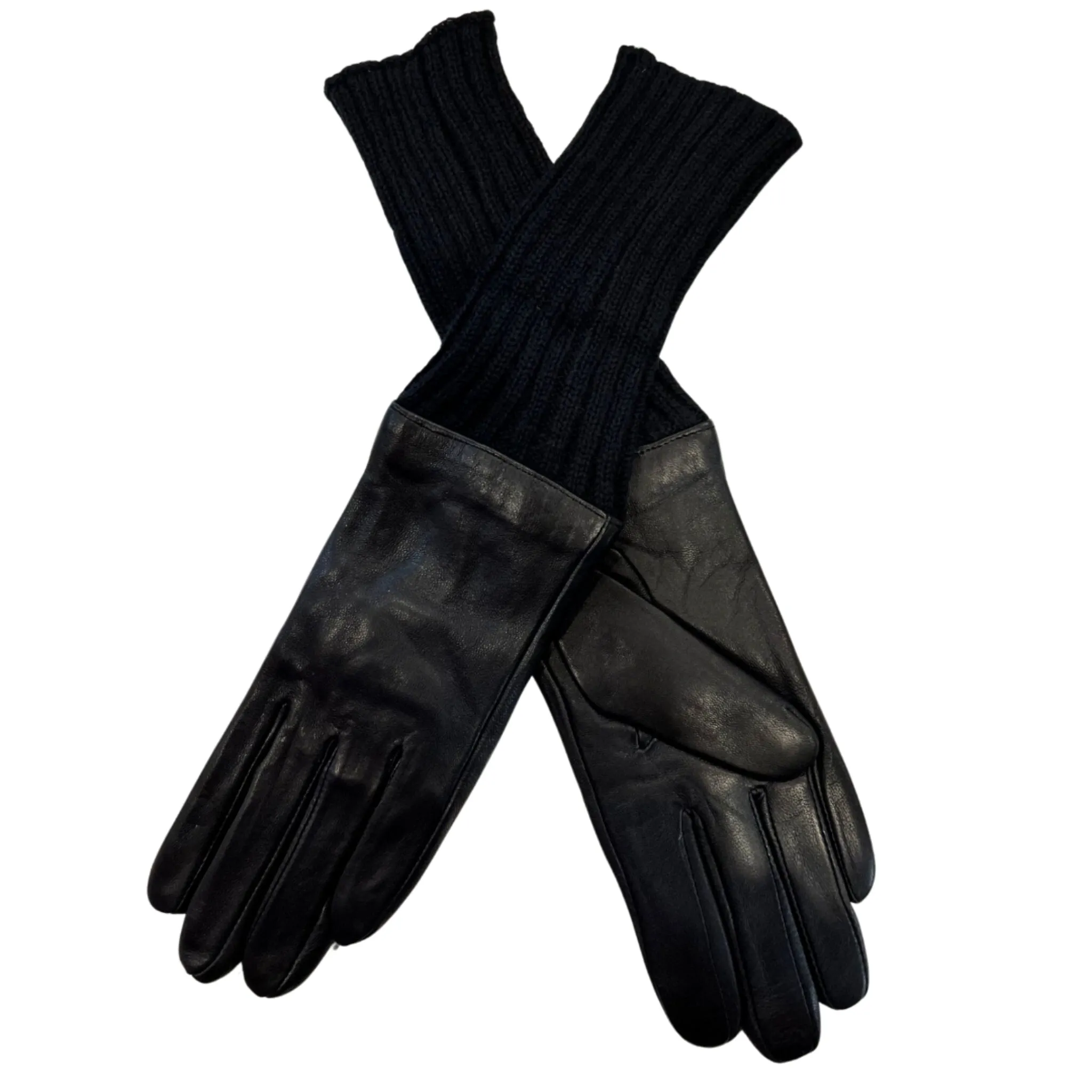 Leather/ Ribbed Cuff Gloves by Dacee