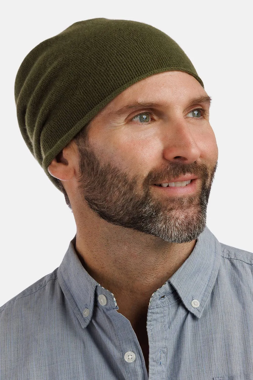 Men's 100% Pure Cashmere Slouchy Beanie