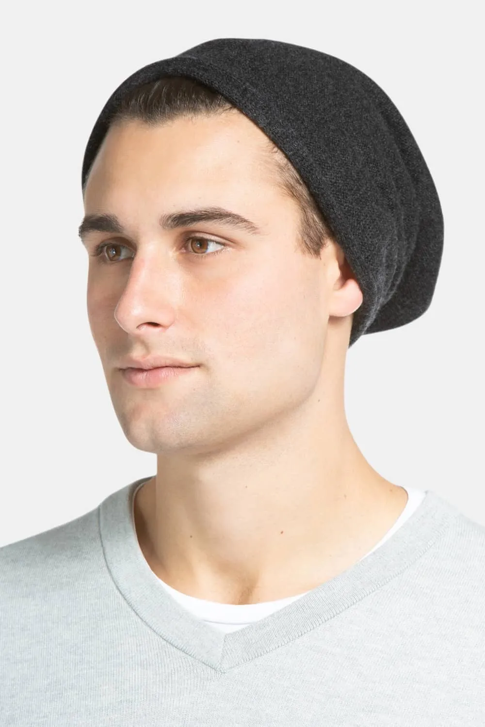 Men's 100% Pure Cashmere Slouchy Beanie