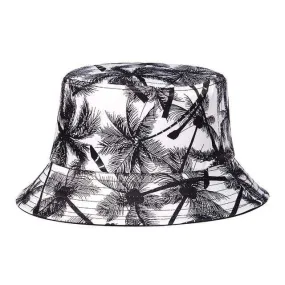 Men's Coconut Palm Printed Sun Protection Floppy Visor Bucket Hat