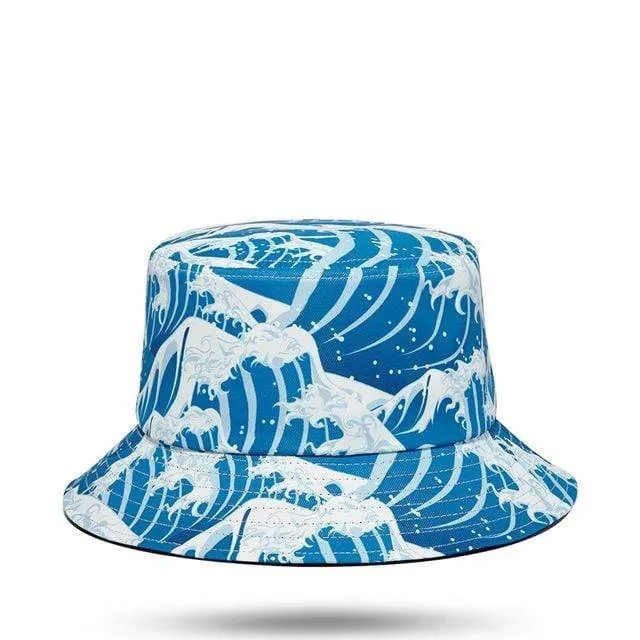 Men's Hip Hop Wave Printed Blue Hat