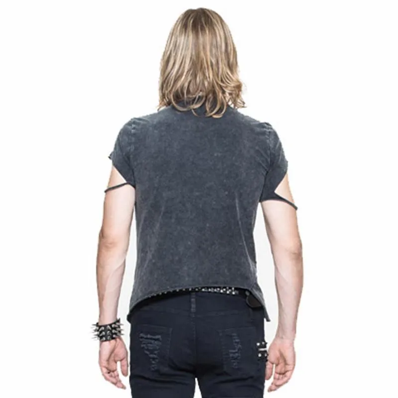 Men's Punk Asymmetric T-shirt With Zip Detailing