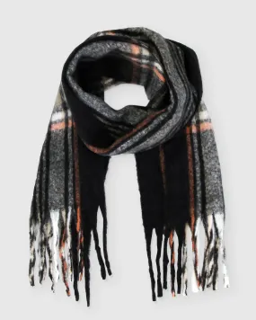 Meridian Brushed Plaid Scarf - Black