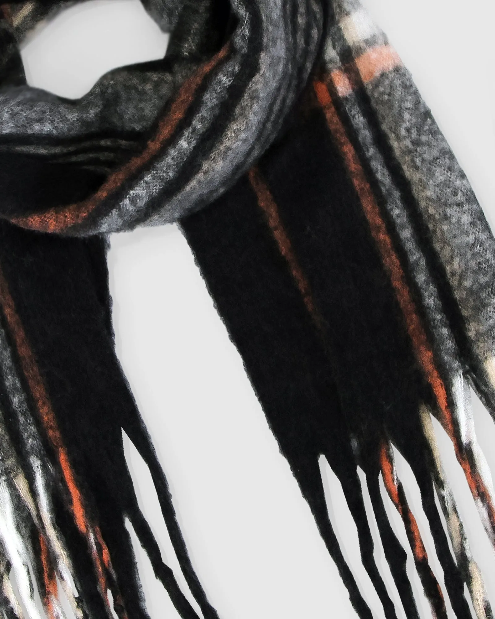 Meridian Brushed Plaid Scarf - Black