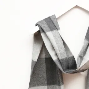 Merino Wool Scarf, Charcoal Check