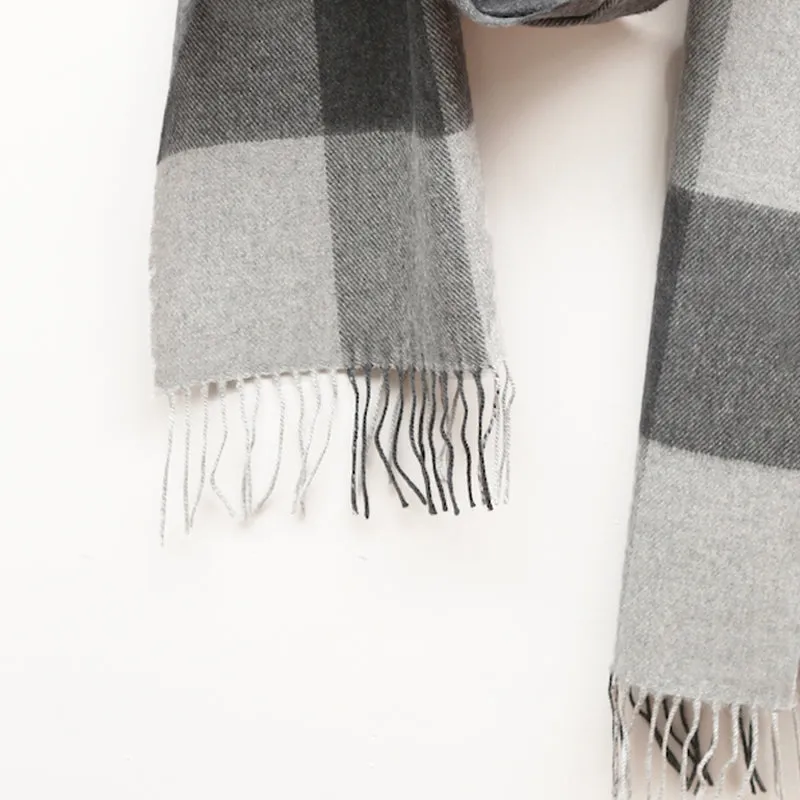 Merino Wool Scarf, Charcoal Check