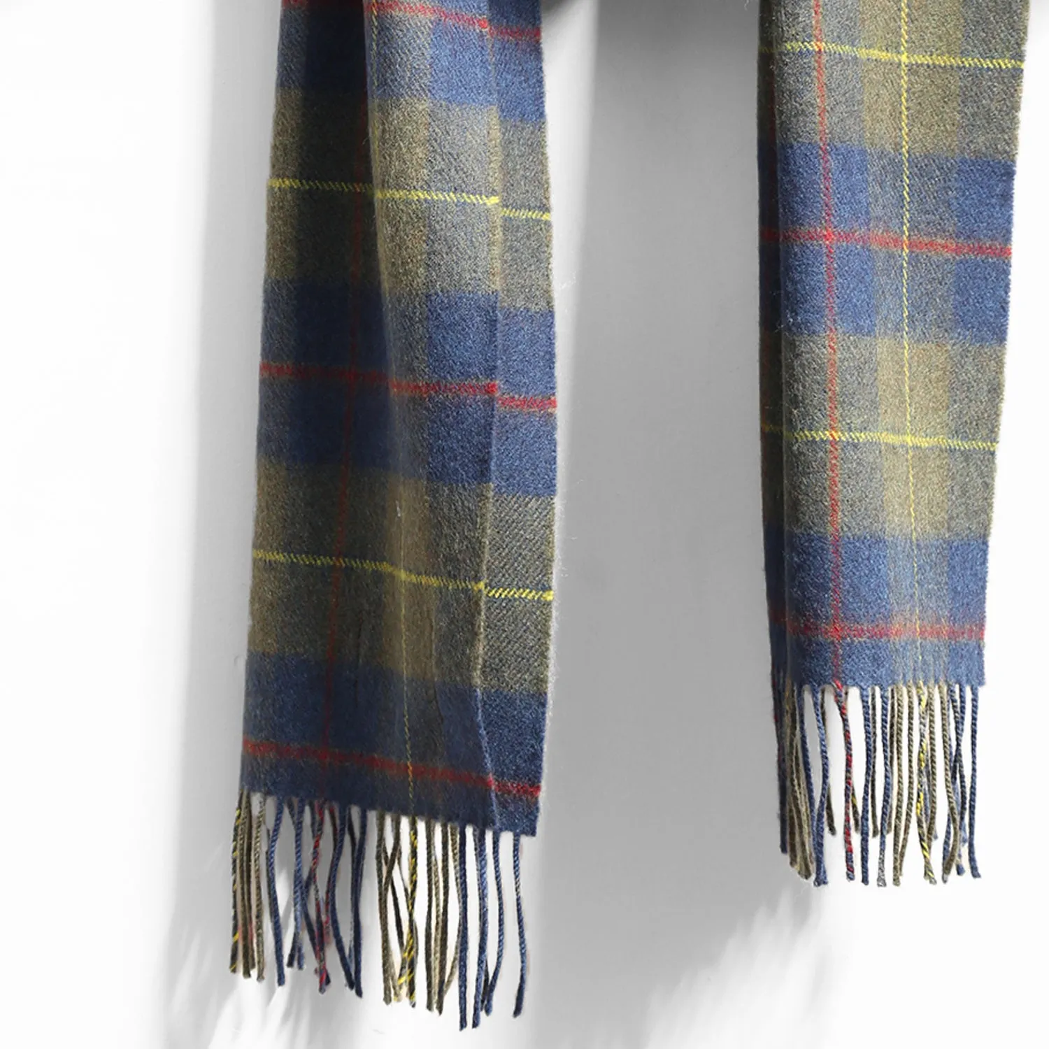 Merino Wool Scarf, Green & Indigo Plaid