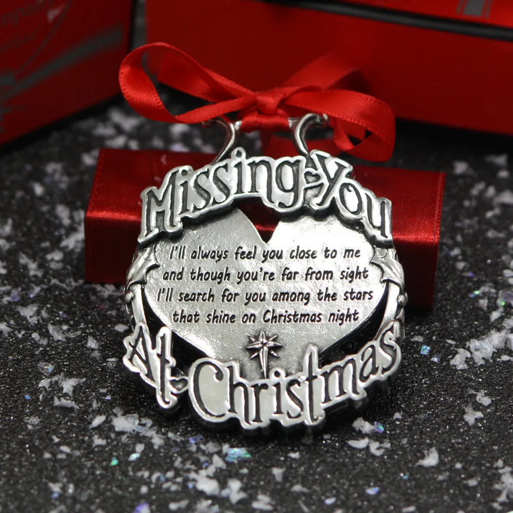 Missing You At Christmas Tree Pewter Ornament Bauble Decoration