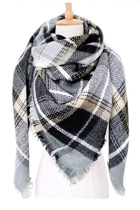 Mix Plaid Large Blanket Scarf