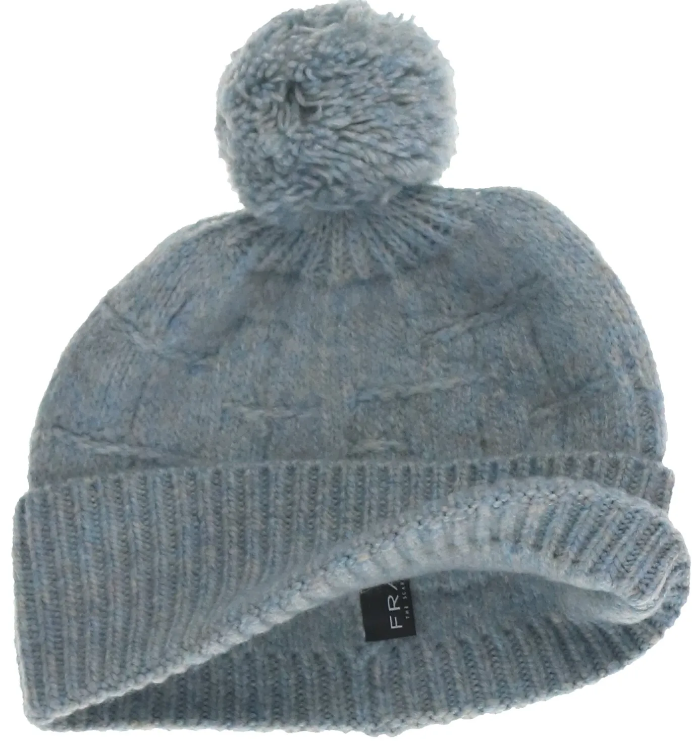 Mélange Grid Knit Hat with Pom