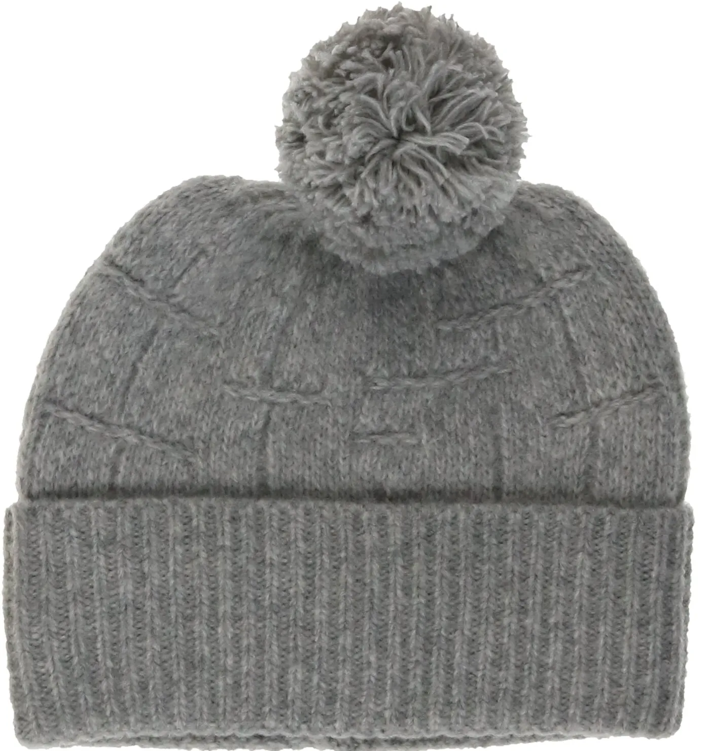 Mélange Grid Knit Hat with Pom