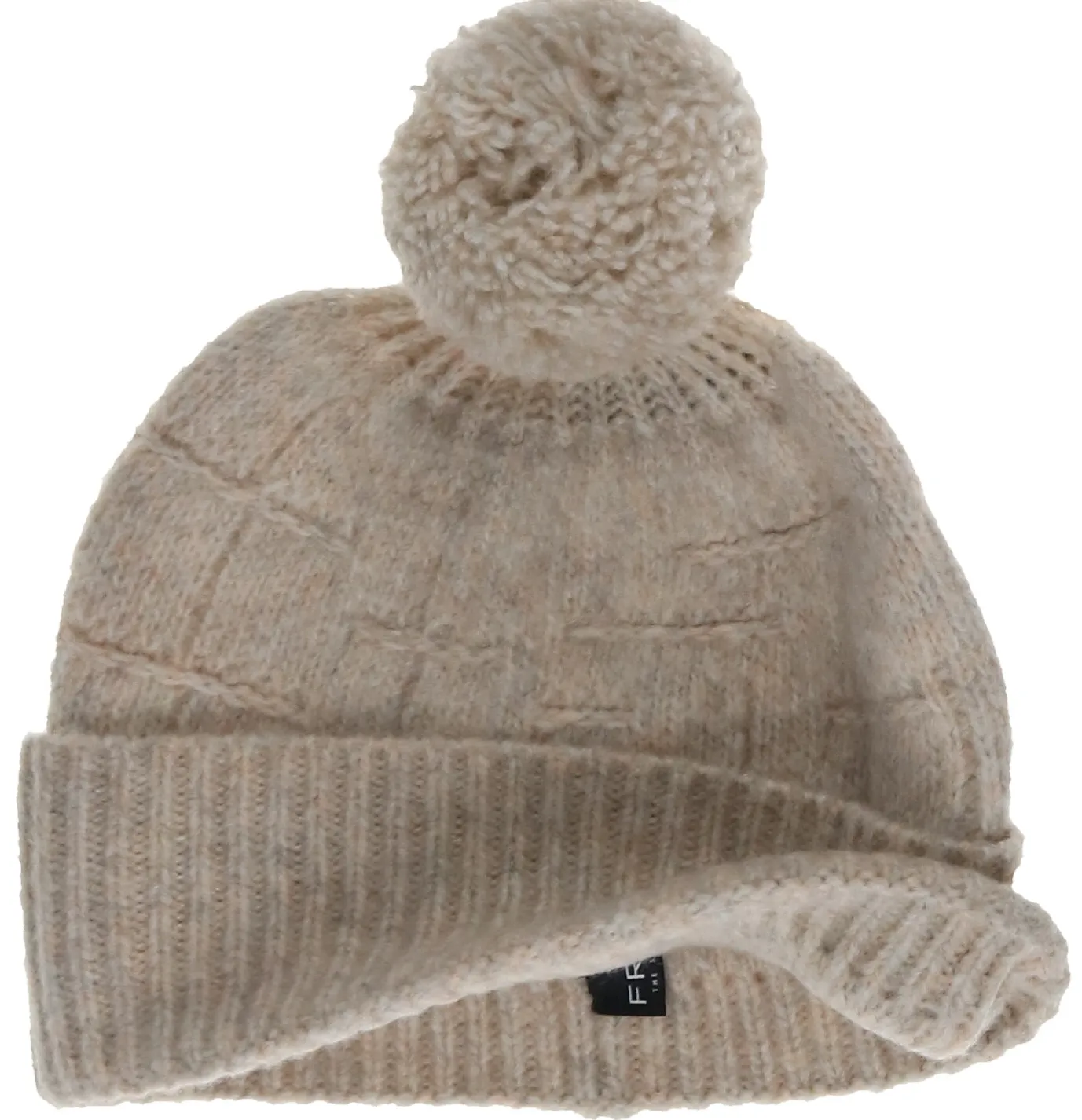 Mélange Grid Knit Hat with Pom