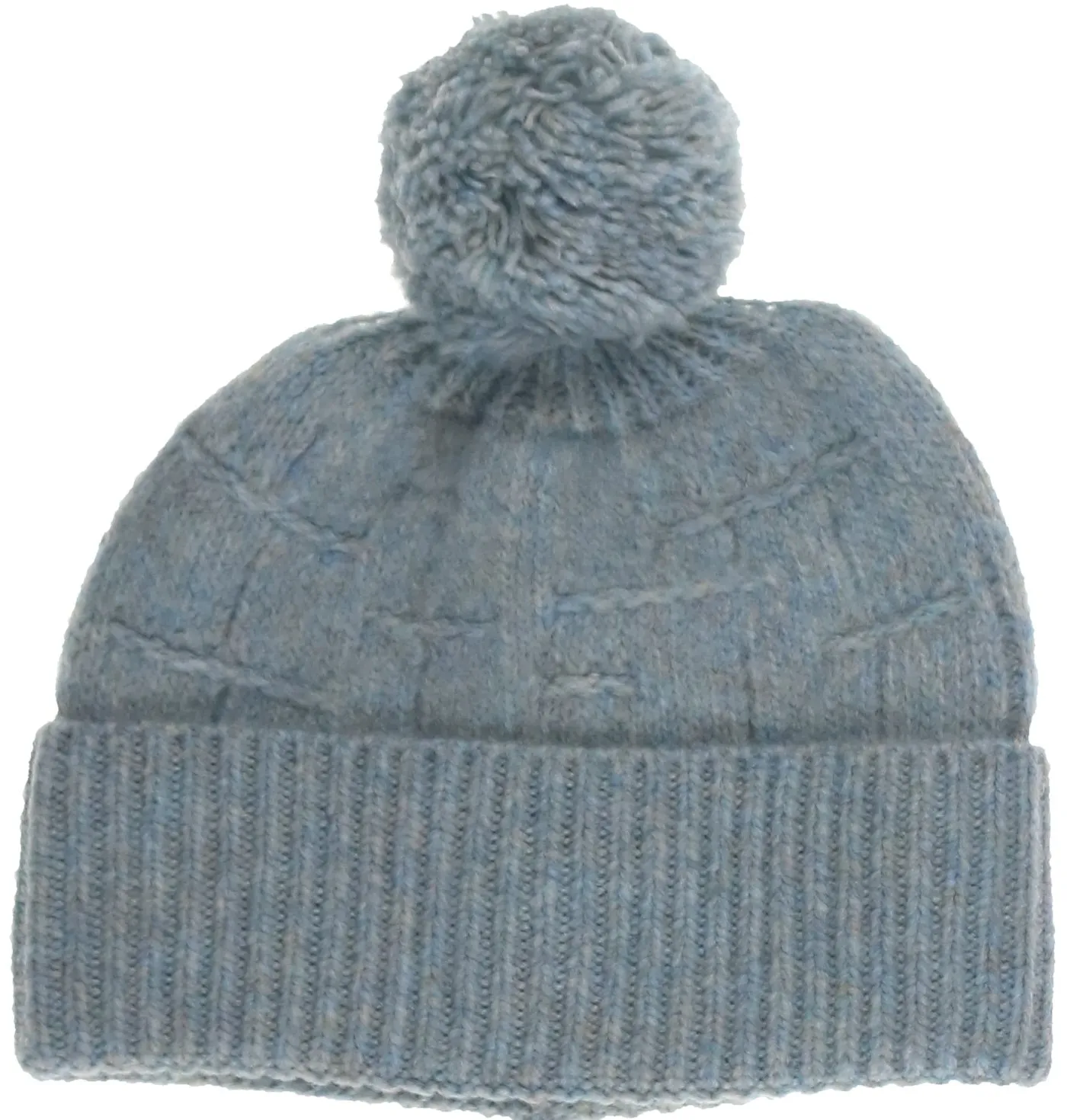 Mélange Grid Knit Hat with Pom