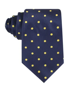 Nailhead Polka Dot Tie - Navy with Yellow