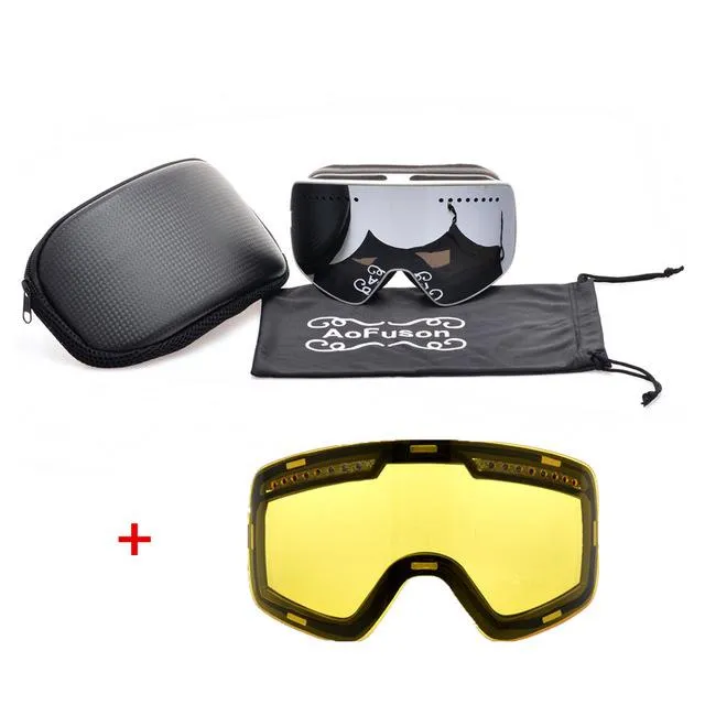 New Brand Professional Magnet Ski Snowboard Googles Double Anti-fog Big Night Vision Lens Mask Skiing Glasses Goggles