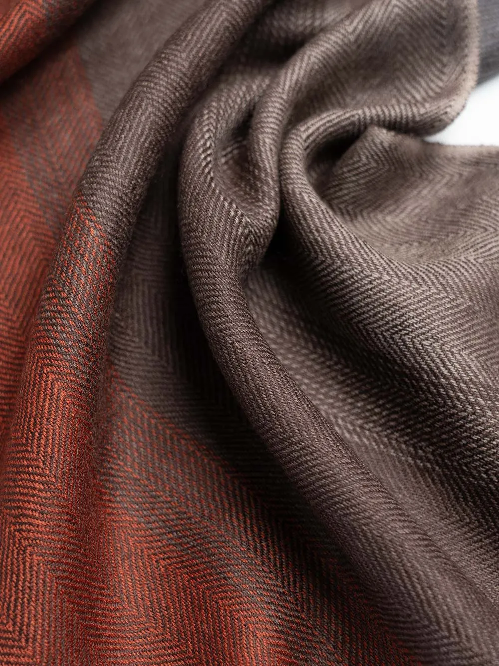 Orange Brown Herringbone Mens Cashmere Scarf