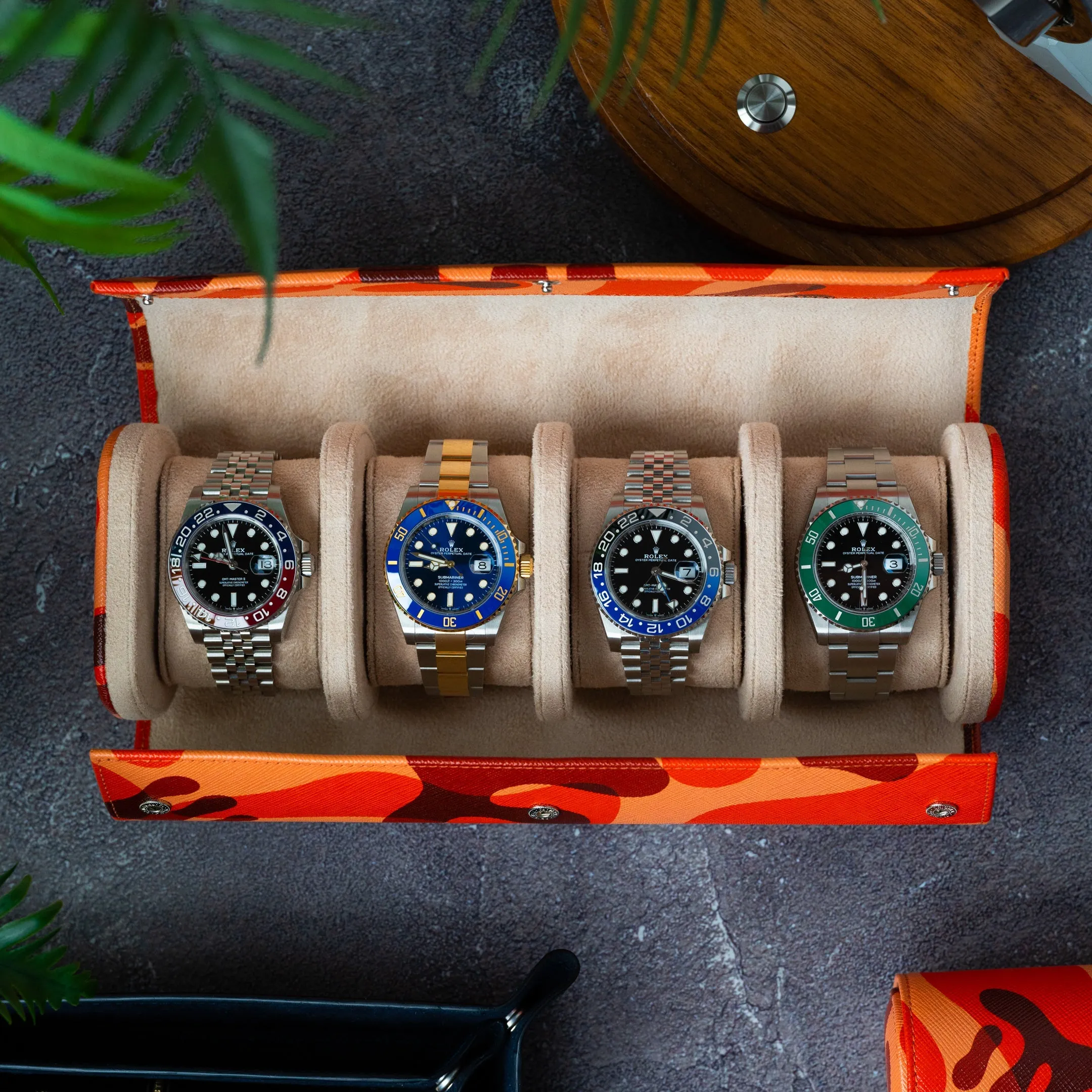 Orange Camo Watch Roll – Four Watches