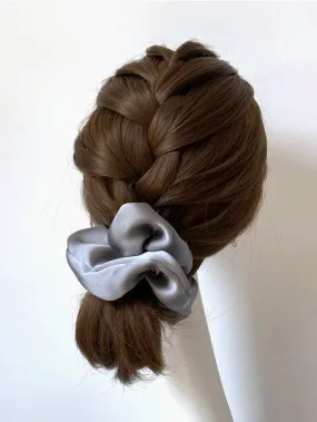 Oversized Satin Scrunchie - Dusty Blue