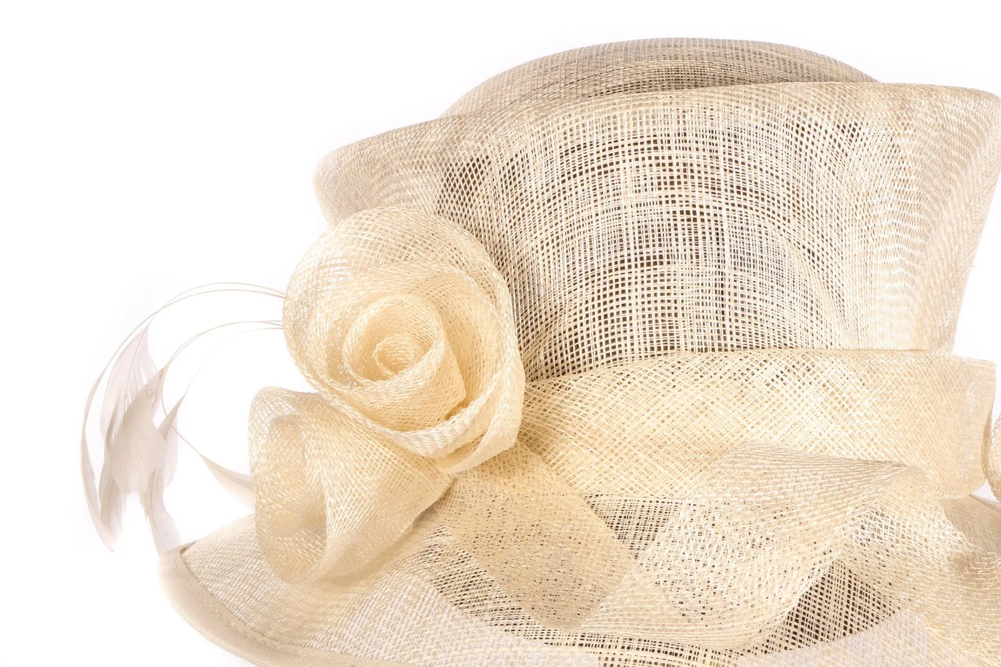 Pale Yellow Cream Formal Hat with Flower Detail 57cm