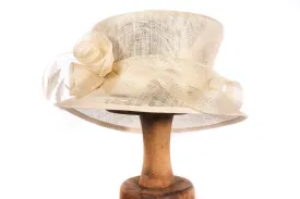 Pale Yellow Cream Formal Hat with Flower Detail 57cm