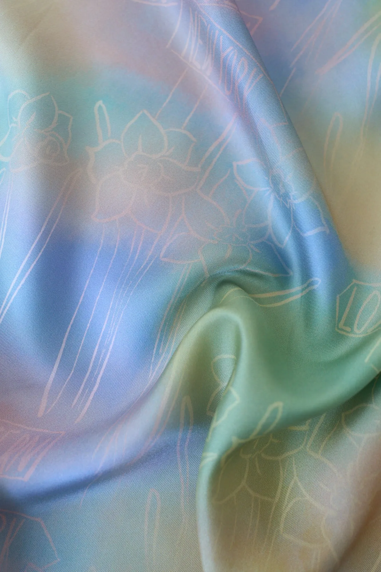 "Brooklyn" Triangle Silk Scarf - Pink & Blue