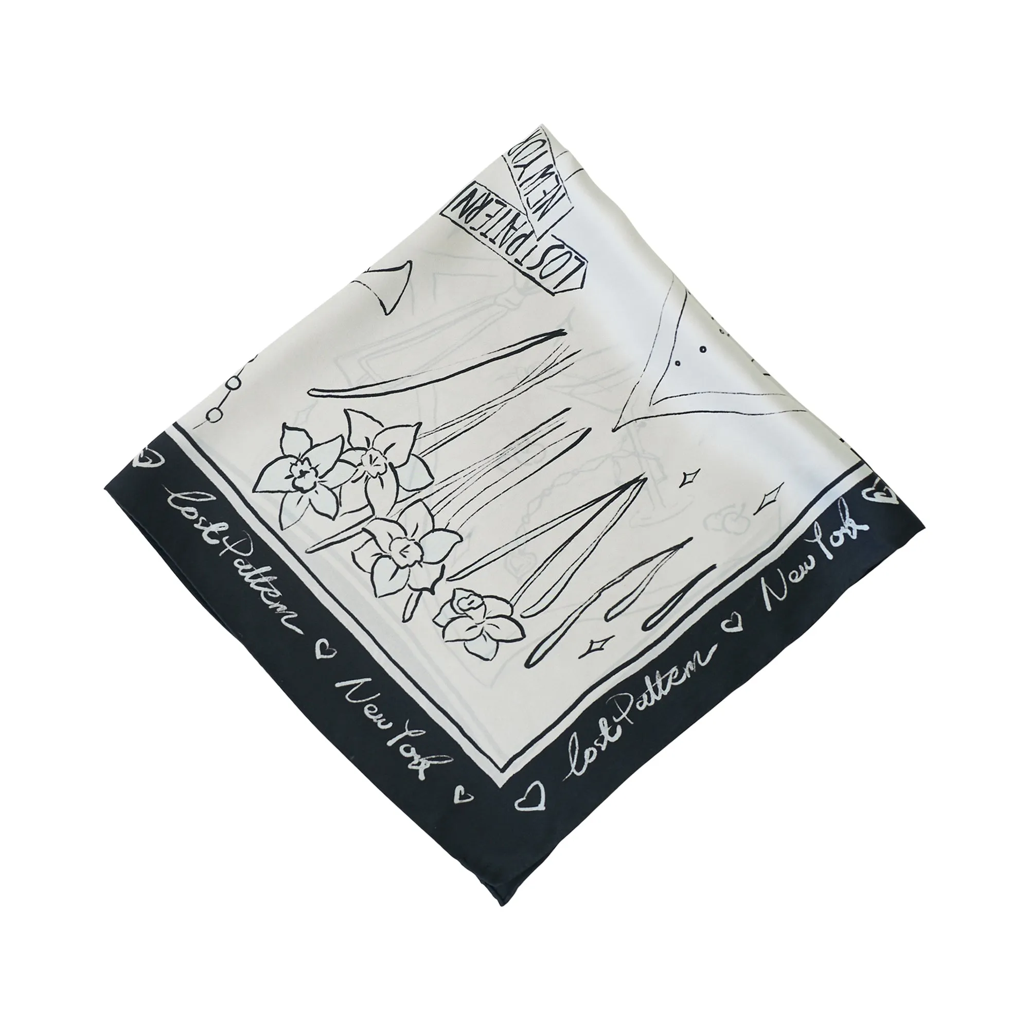 "New York in Sketches" Silk Scarf - Black & White