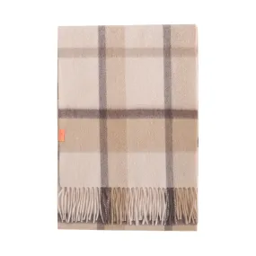 "Plaid" Cashmere Scarf - Coffee Cream