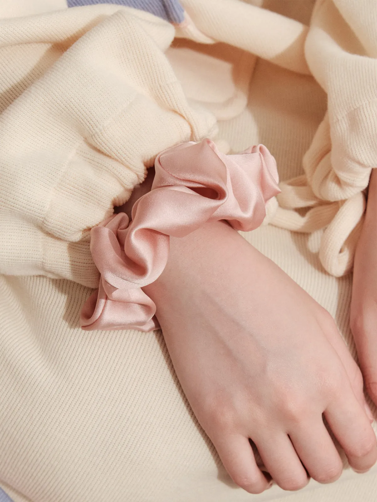 "Silken Hair" Silk Scrunchie Hair Tie - Peach