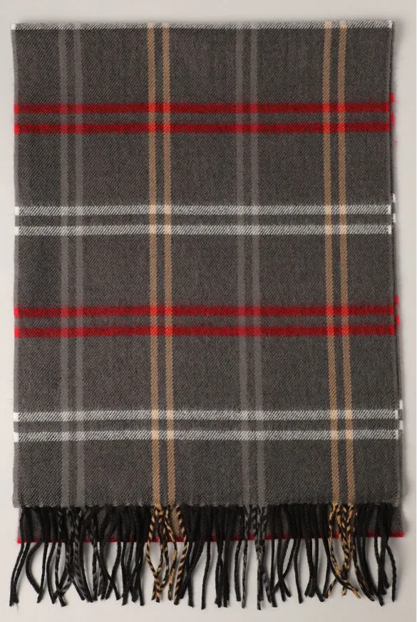 "Tristan" Tartan Scarf- Grey