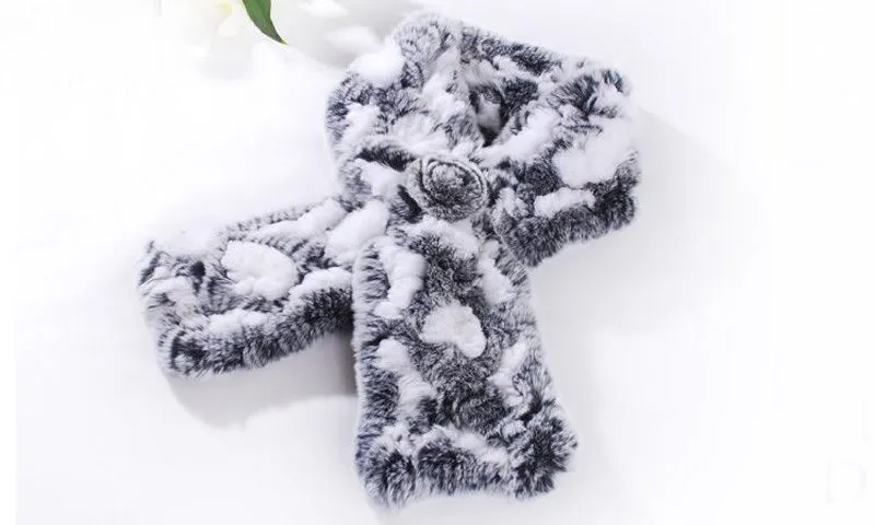 Real REX Rabbit Fur Scarf Wrap Cape Shawl Neck Warmer Women Scarf Flower Decoration FS14509