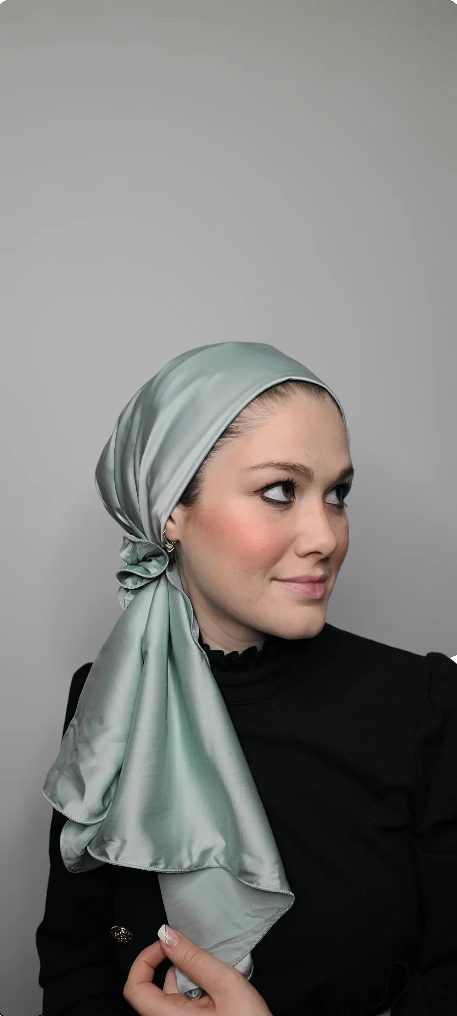 Rinati Lakel Glacial Green Satin Scarf