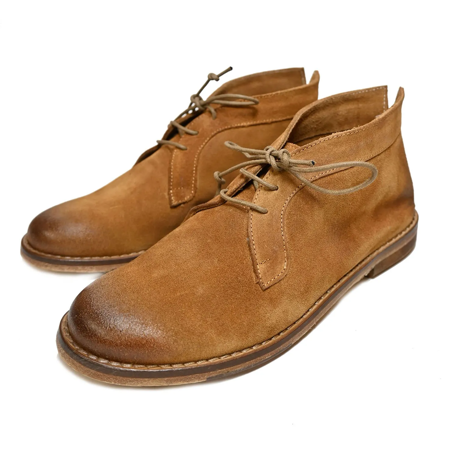 SALLY 16 - mid-season lace-up shoe suede CARAMEL