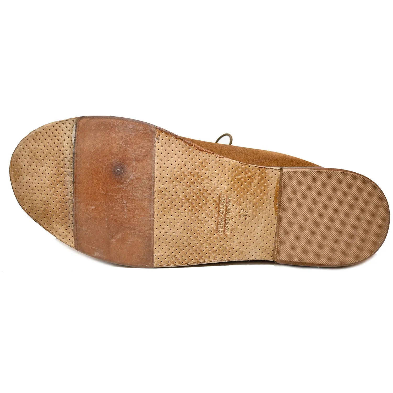 SALLY 16 - mid-season lace-up shoe suede CARAMEL