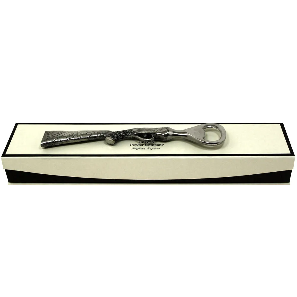 Shotgun Handle Pewter Bottle Opener