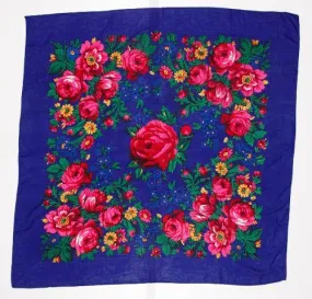 Small Non-Metallic Floral Dance Scarf, Royal