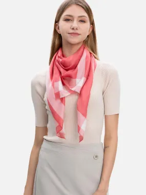 Square - Featherlight Coral Red Cashmere Scarf