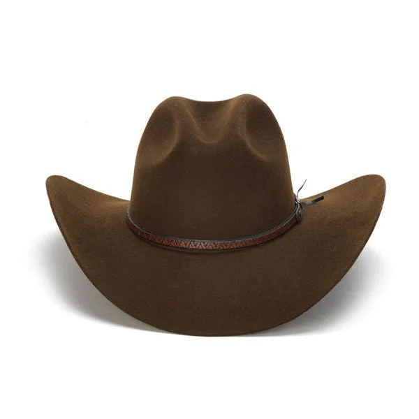 Stampede Hats - 100X Wool Felt Brown Cowboy Hat with Zig Zag Leather Trim