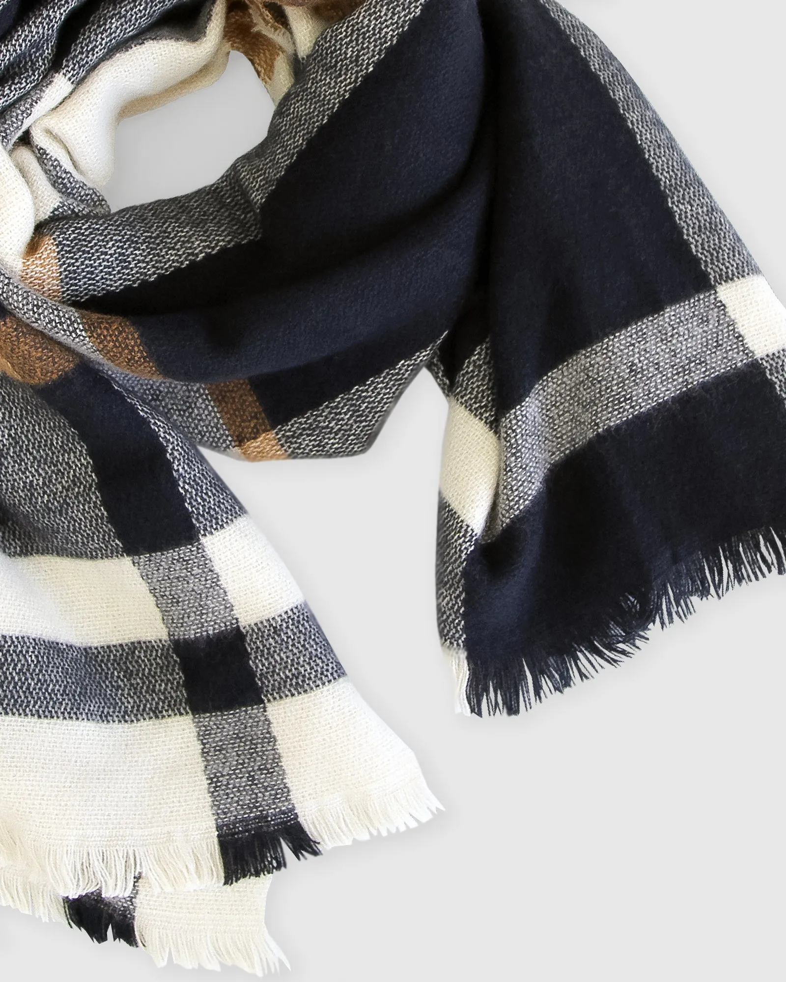 Staten Island Plaid Scarf - Navy