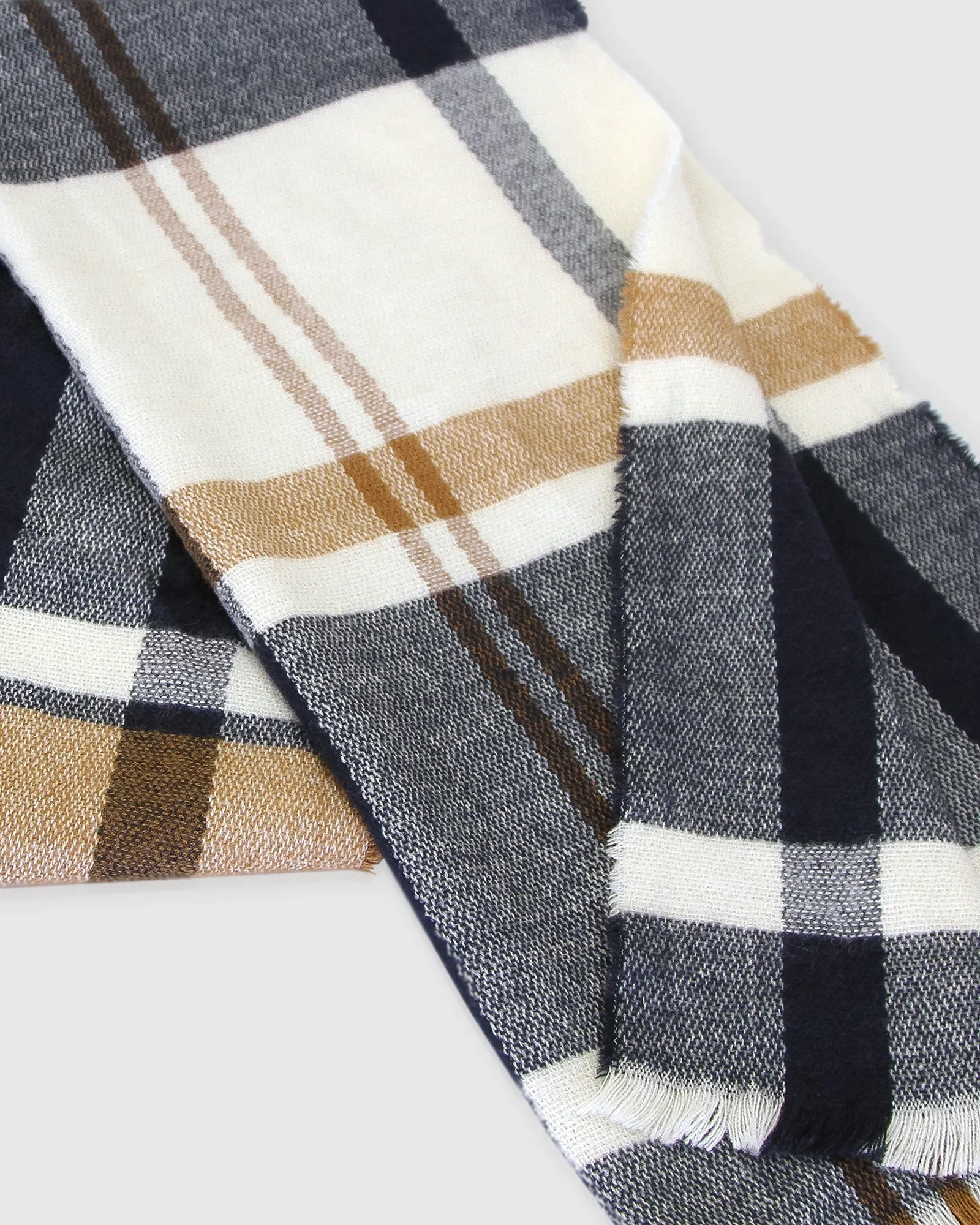 Staten Island Plaid Scarf - Navy