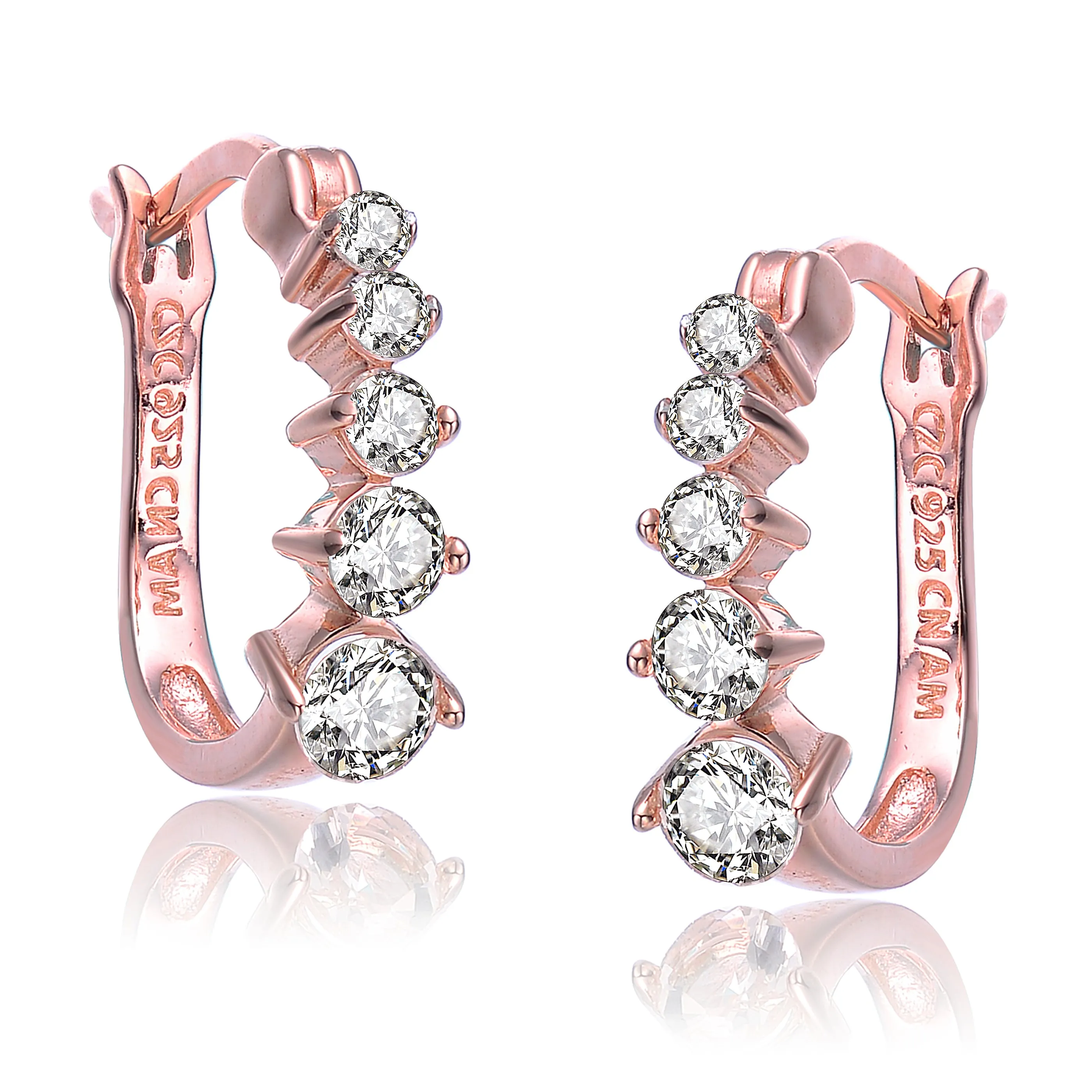 Sterling Silver Classic Cubic Zirconia Hoop Earrings