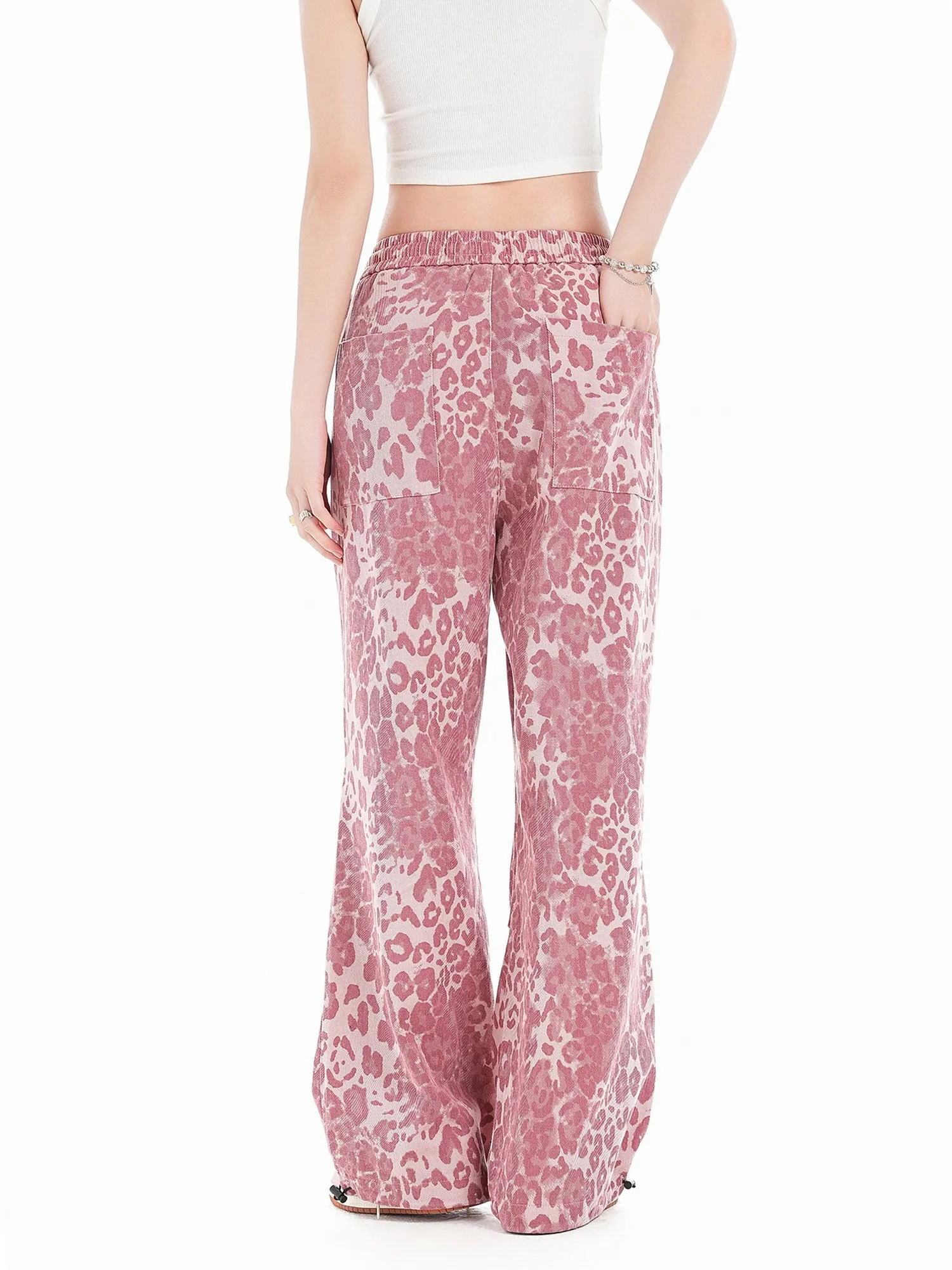 Thesupermade Retro Leopard Print Pink Casual Pants