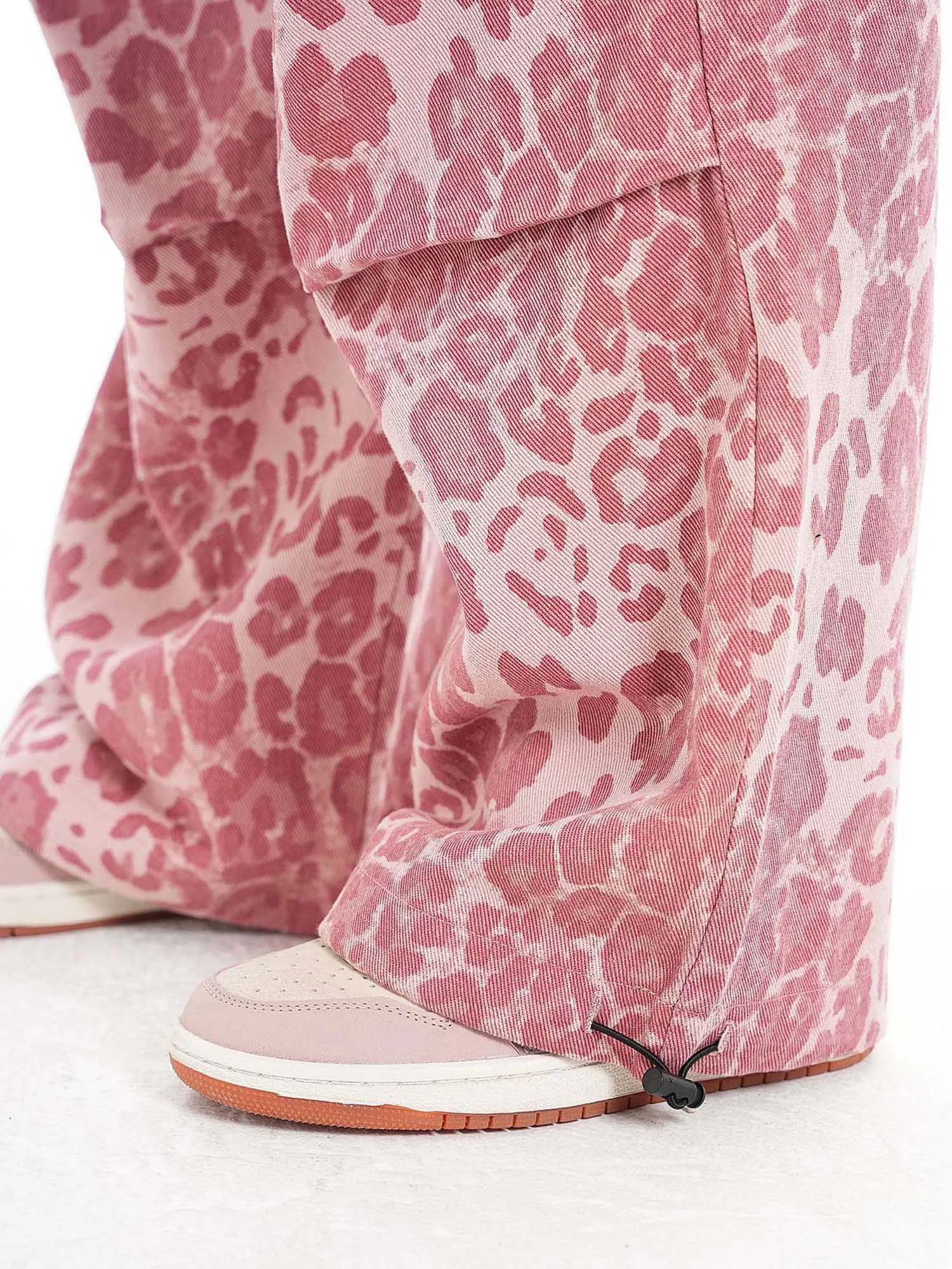 Thesupermade Retro Leopard Print Pink Casual Pants