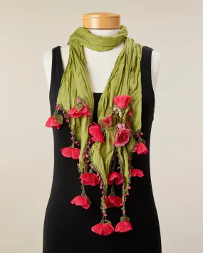 Tulip Scarf - Olive Green/Watermelon